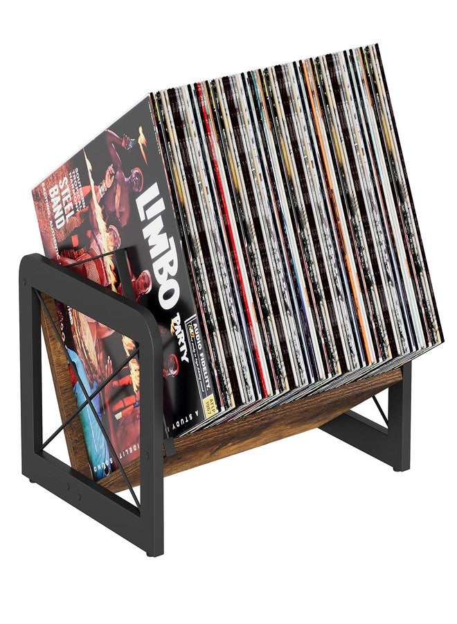 YINMIT Vinyl Record Holder, 80-100 LP Vinyl Record Storage Rack, Quick Assembly Album Display Rack, Retro Style Organizer for Magazine, Book, Files, Albums - Image 1